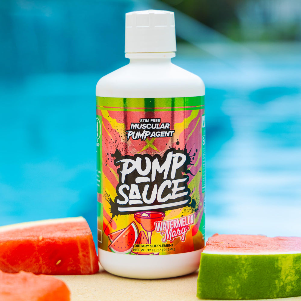Pump Sauce full-spectrum liquid in glass highlights premium formula for intense pumps.
