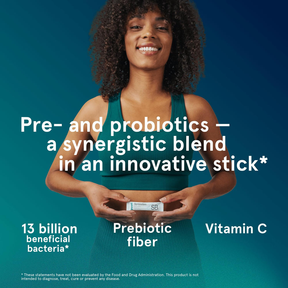 Puori Daily Probiotics nutrition label highlights fiber and vitamin C.