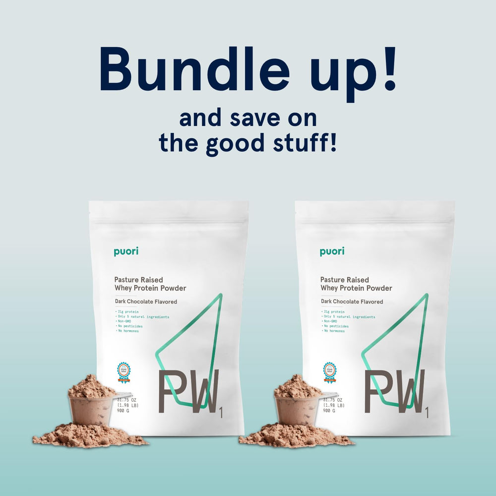 Puori PW1 pasture-raised whey label stressing non-GMO and hormone-free