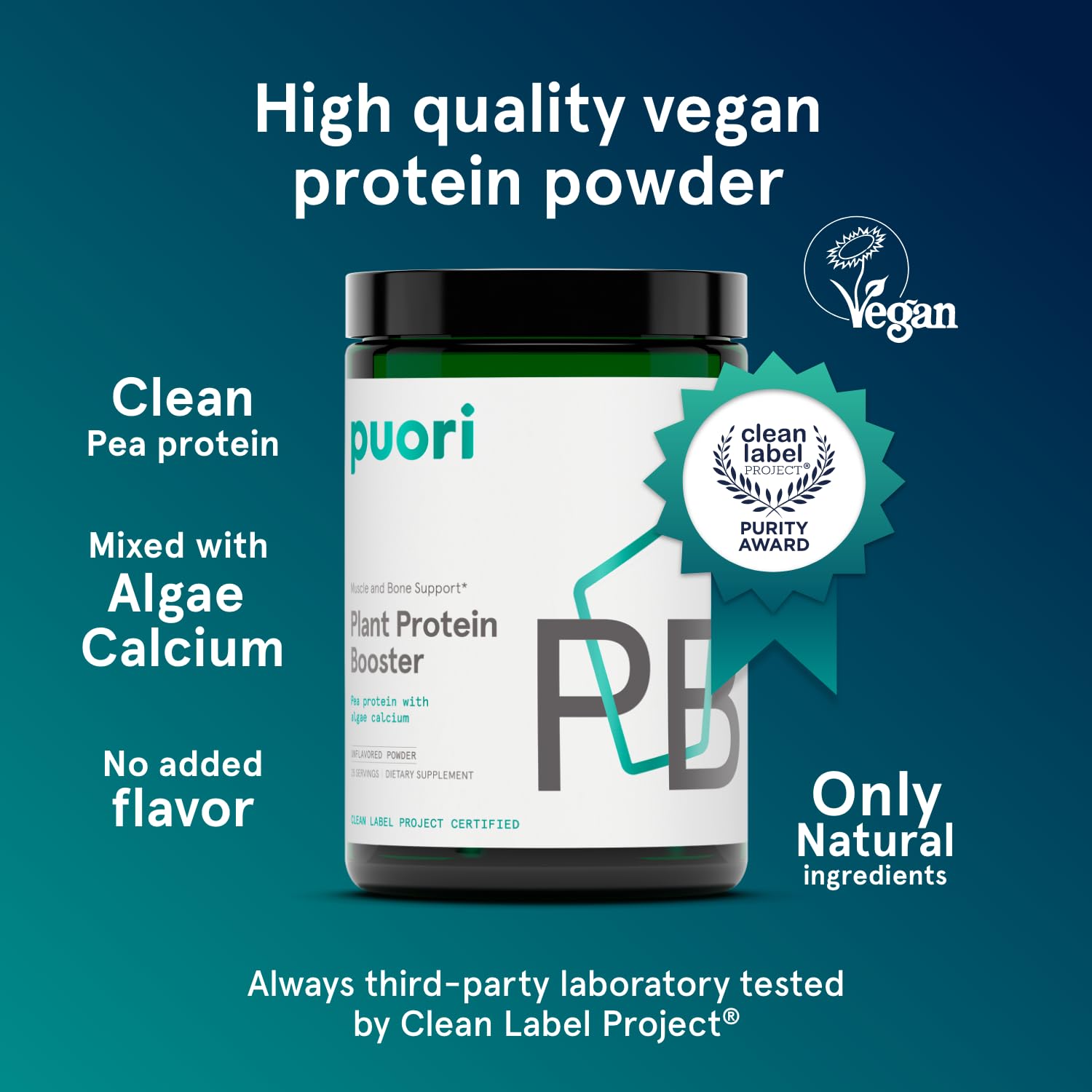 Calcium from algae in Puori protein powder supports bones and digestion.