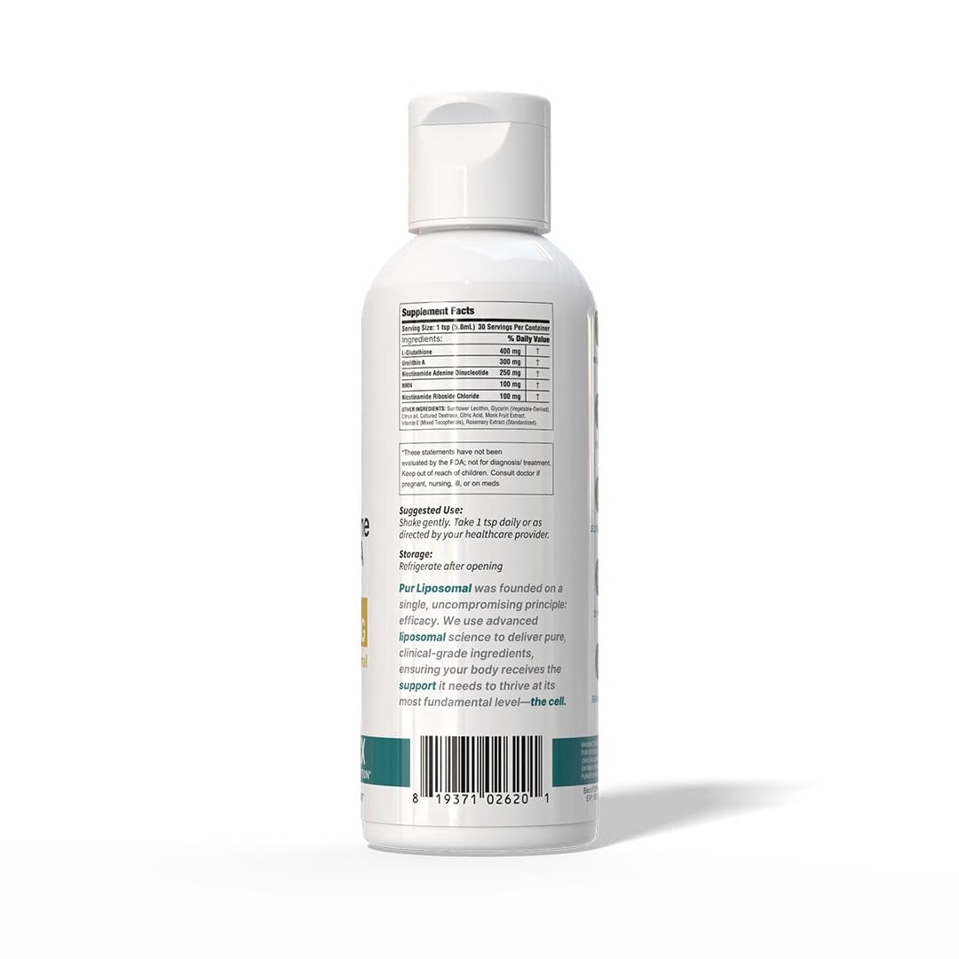 Pur Liposomal NAD+ Glutathione Urolithin A dosage spoon ready for use