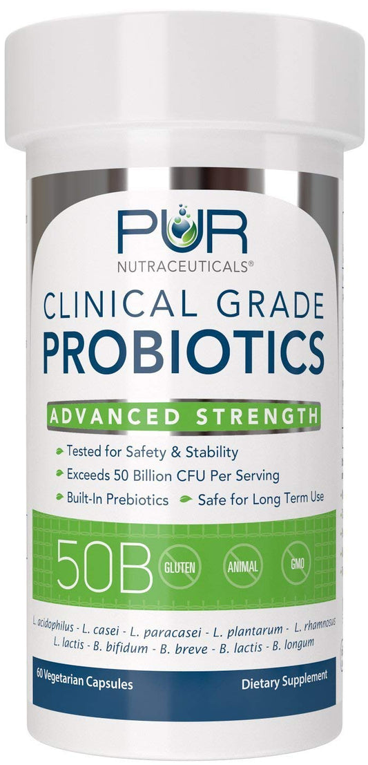 PUR Nutraceuticals 50B CFU delayed-release capsules provide gentle gut support