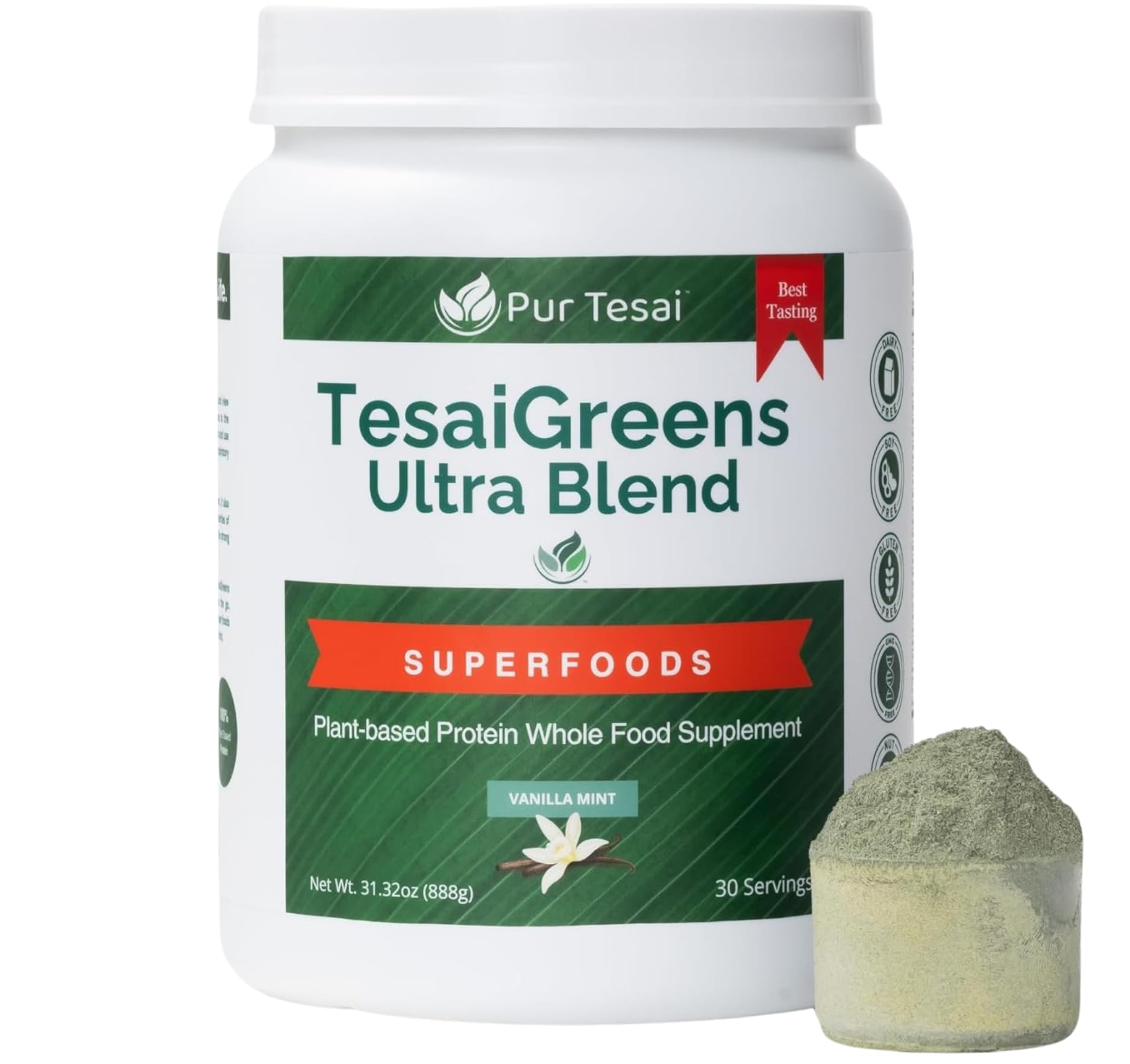 Pur Tesai TesaiGreens Ultra Blend powder bottle for daily nutrition and convenience