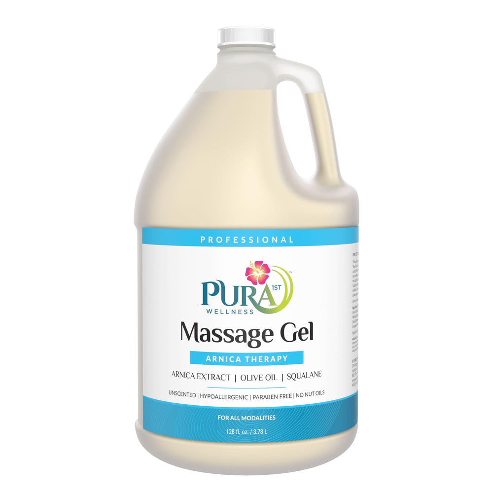 PURA 1st Arnica Therapy bottle front view for professional massage.