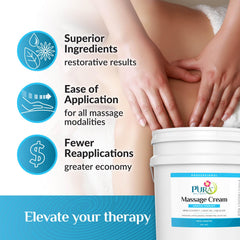 PURA 1st Arnica Therapy cream application enables smooth massage sessions.