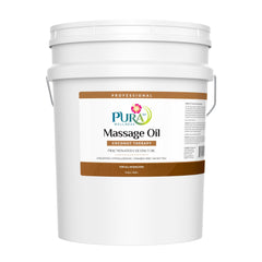 PURA 1st Coconut Therapy bottle being poured for smooth massage oil application