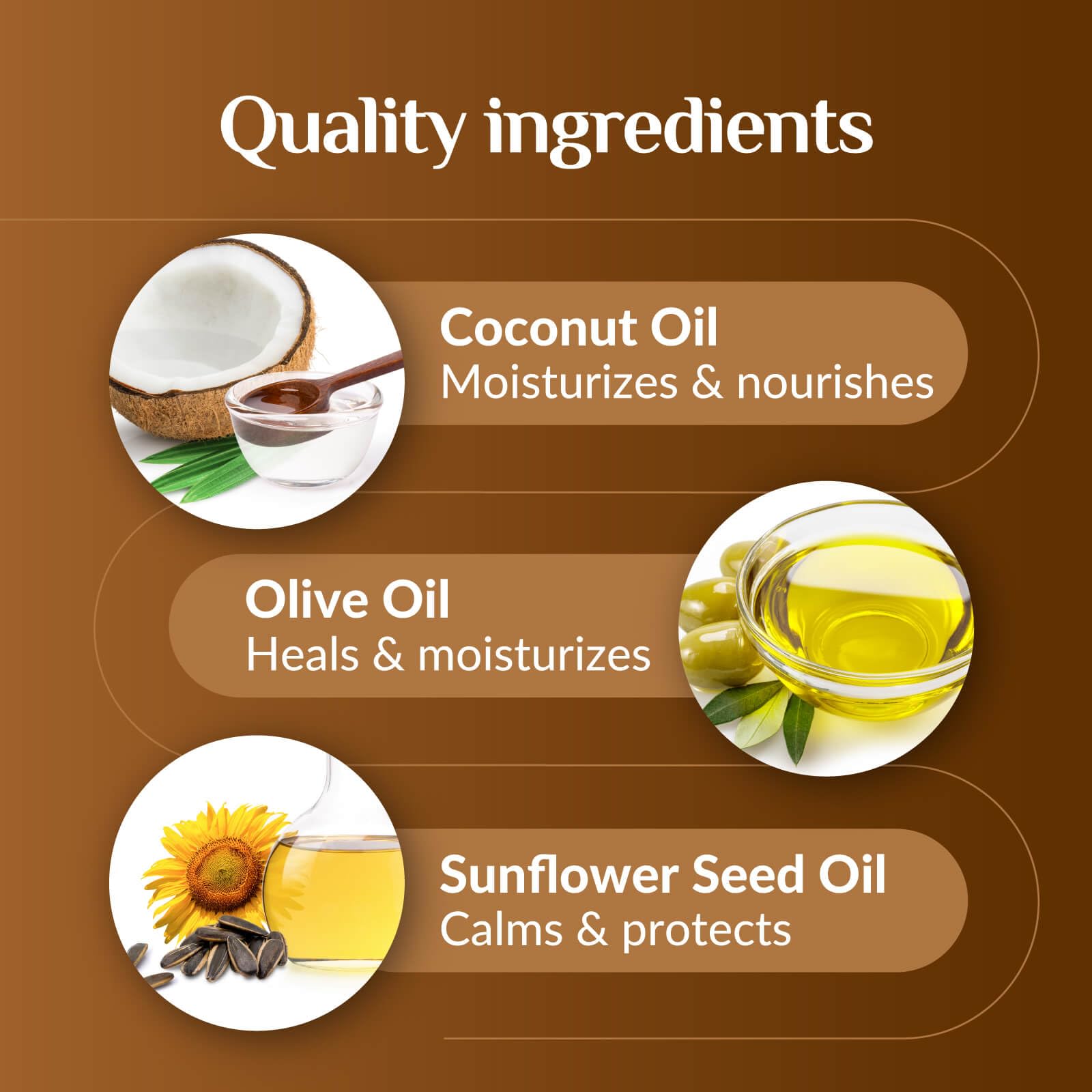 PURA 1st Coconut Therapy oil ingredients graphic highlighting hypoallergenic formula