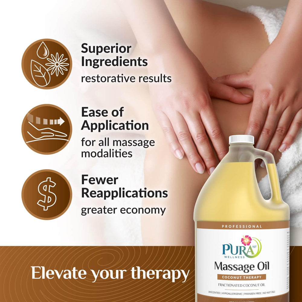 PURA 1st Coconut Therapy oil massage-application scene for professionals