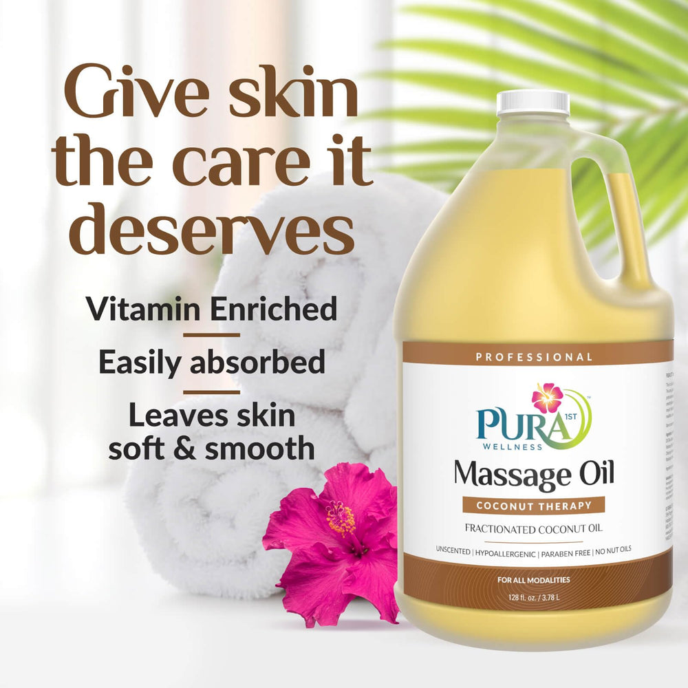 PURA 1st Coconut Therapy oil pump showing easy, non-greasy application