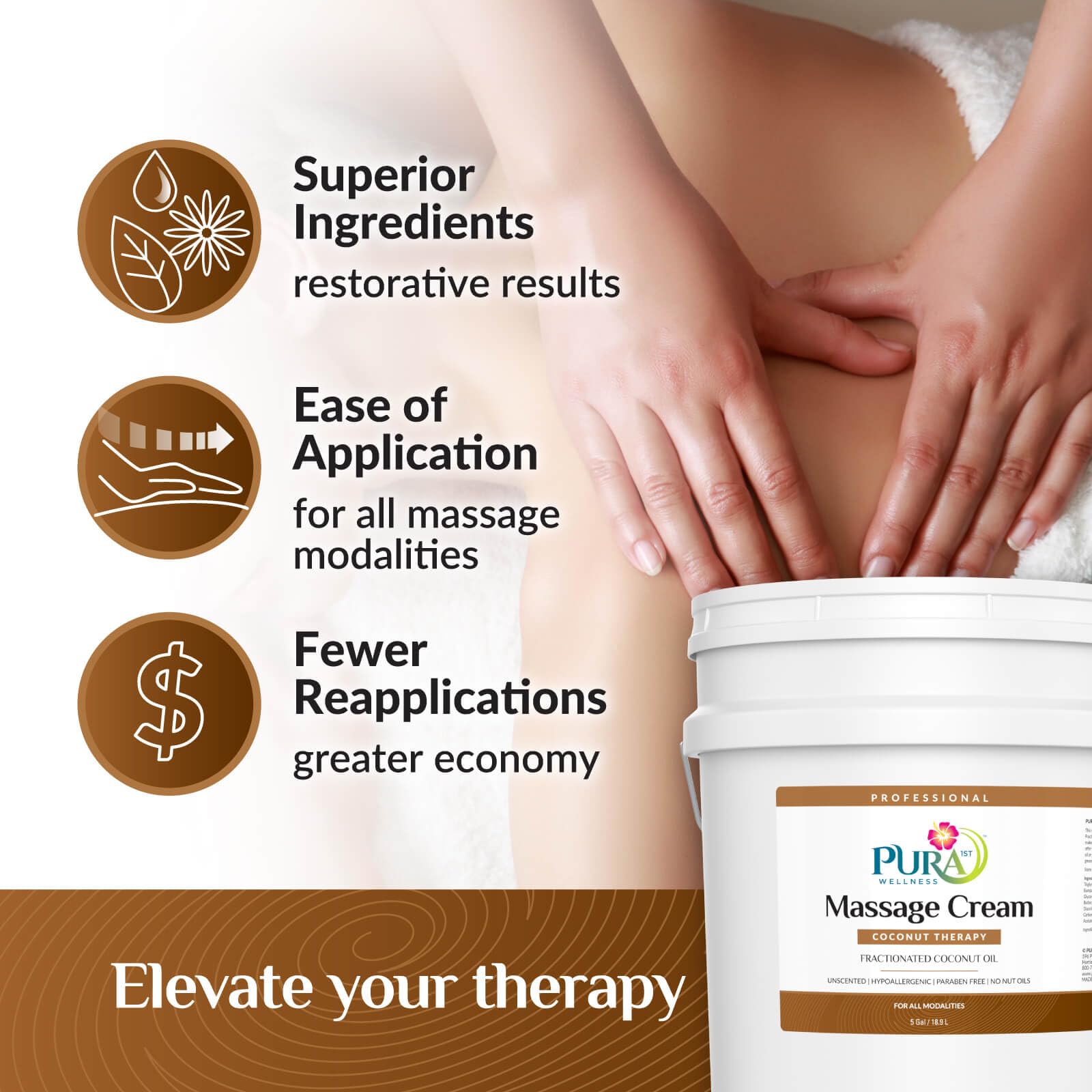 PURA 1st Coconut Therapy unscented packaging suitable for clinical environments