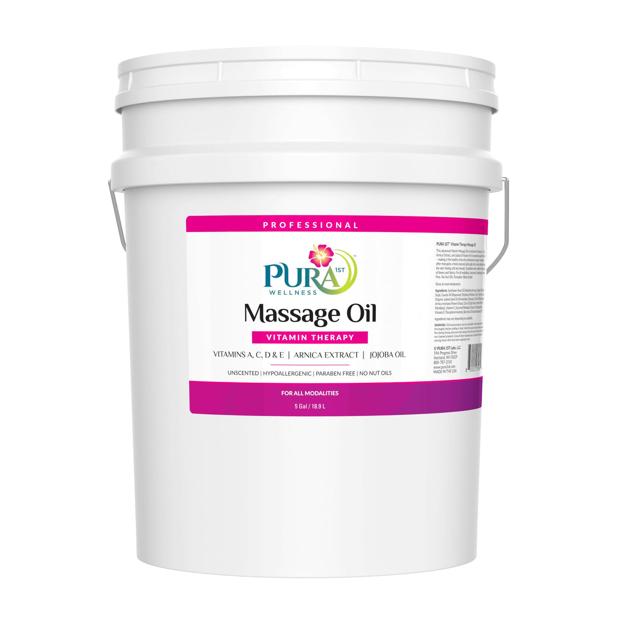 PURA 1st Vitamin Therapy massage oil bottle, unscented, ideal for sensitive skin