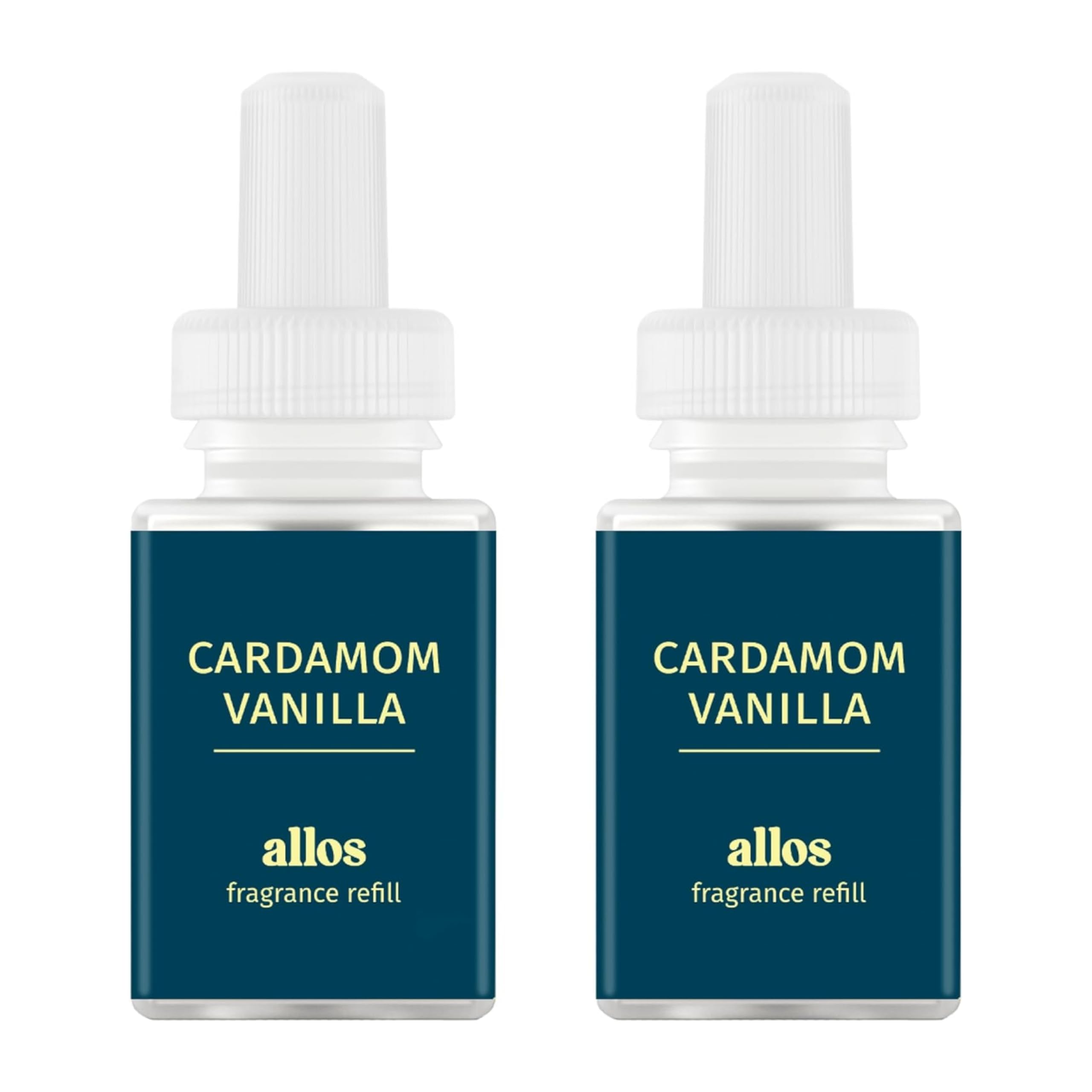 Pura Allos cardamon vanilla refill bottle enhancing relaxing home ambience.