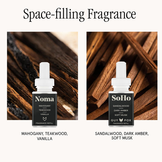 Pura SoHo fragrance refill with amber-sandalwood notes for cozy evenings.