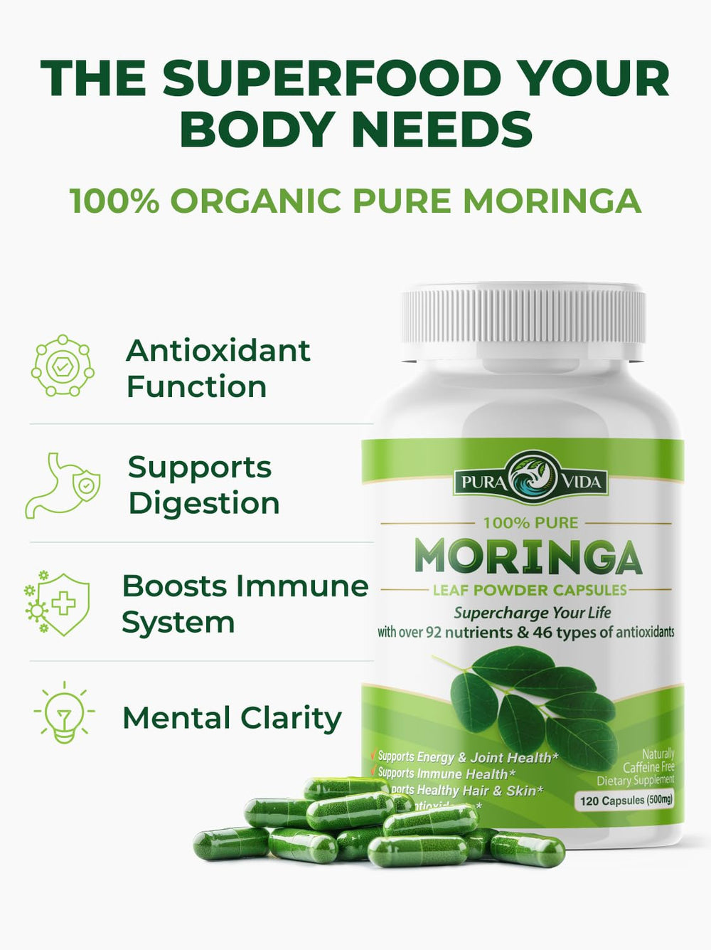 Pura Vida Moringa facility packaging demonstrating on-site processing and freshness