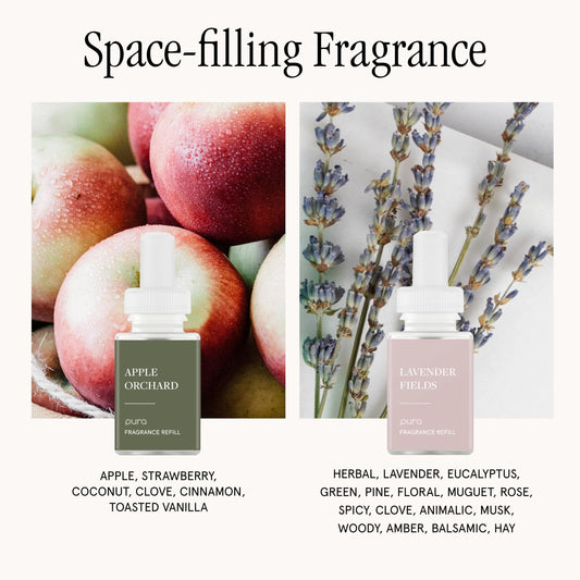 Pura 4 Lavender Fields diffuser in a calm bedroom setup