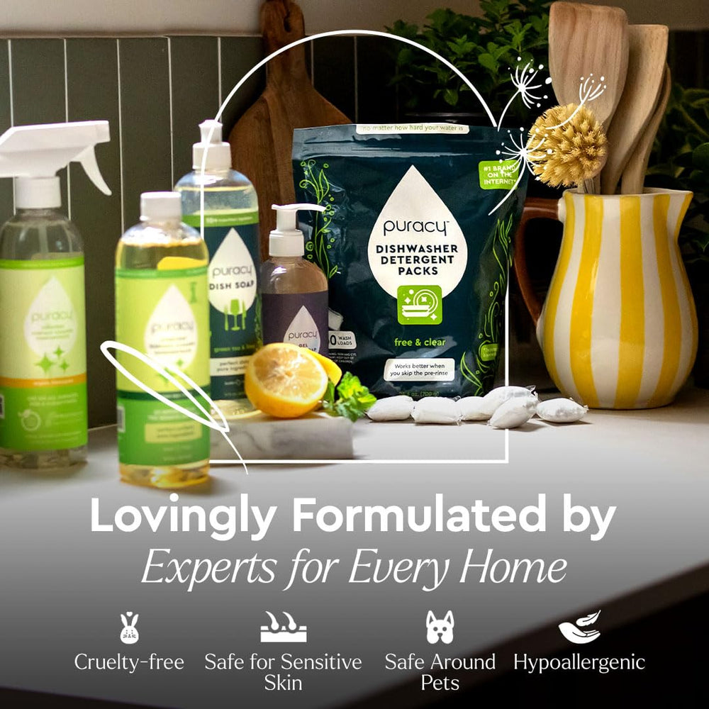 Puracy refill pouch helps reduce plastic waste in daily bath routines.