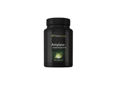 Puradyme Amylase capsules bottle for digestive support during meals.