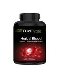 PuraDyme Herbal Blood bottle front, daily wellness support with herbal blend.