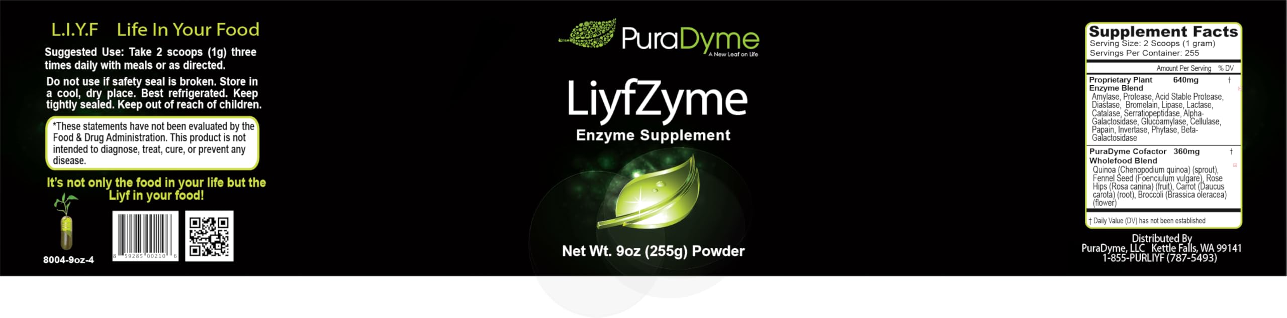 Puradyme LiyfZyme powder being poured into a glass for smoothies or juice