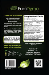 Puradyme LiyfZyme capsules close-up highlighting plant-based formula for daily wellness.