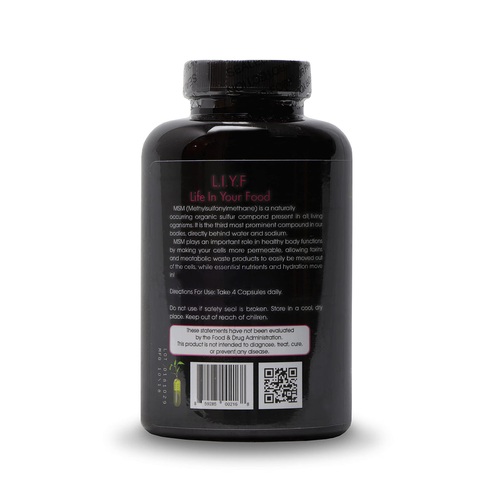 PuraDyme MSM with Cofactor ingredients closeup highlighting whole-food blend for absorption