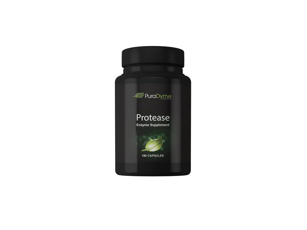 PuraDyme Protease bottle with label signaling protein digestion support.