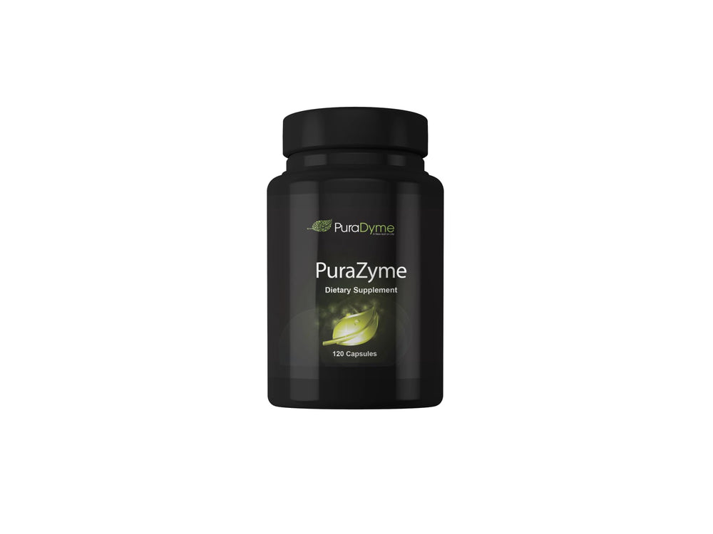 PuraDyme PuraZyme bottle-front view supports digestion and daily wellness.