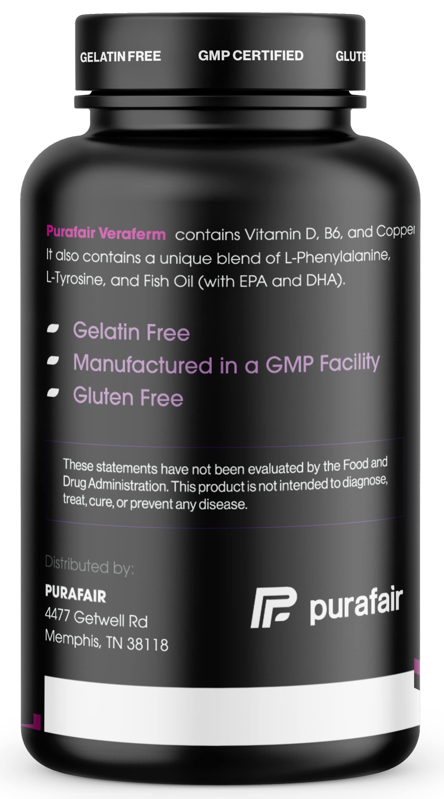 Purafair Veraferm glass bottle on display suggests purity and reliable supply.