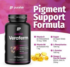 Purafair Veraferm ingredients label lists Vitamin B6, Omega-3, Vitamin D, and Tyrosine.