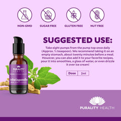 Bottle cap close-up of PURALITY HEALTH Ashwagandha liposomal liquid