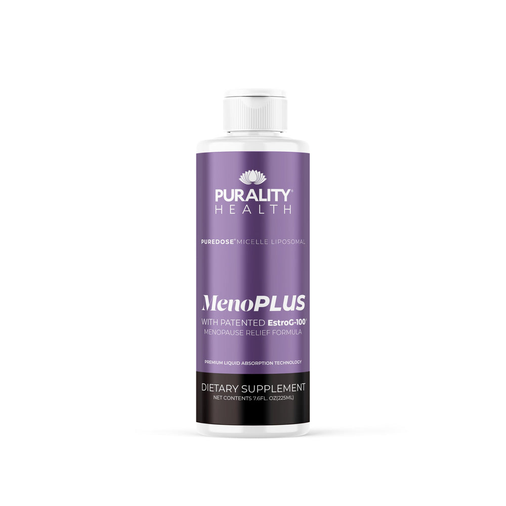 PURALITY HEALTH MenoPLUS liposomal bottle for balanced mood support.
