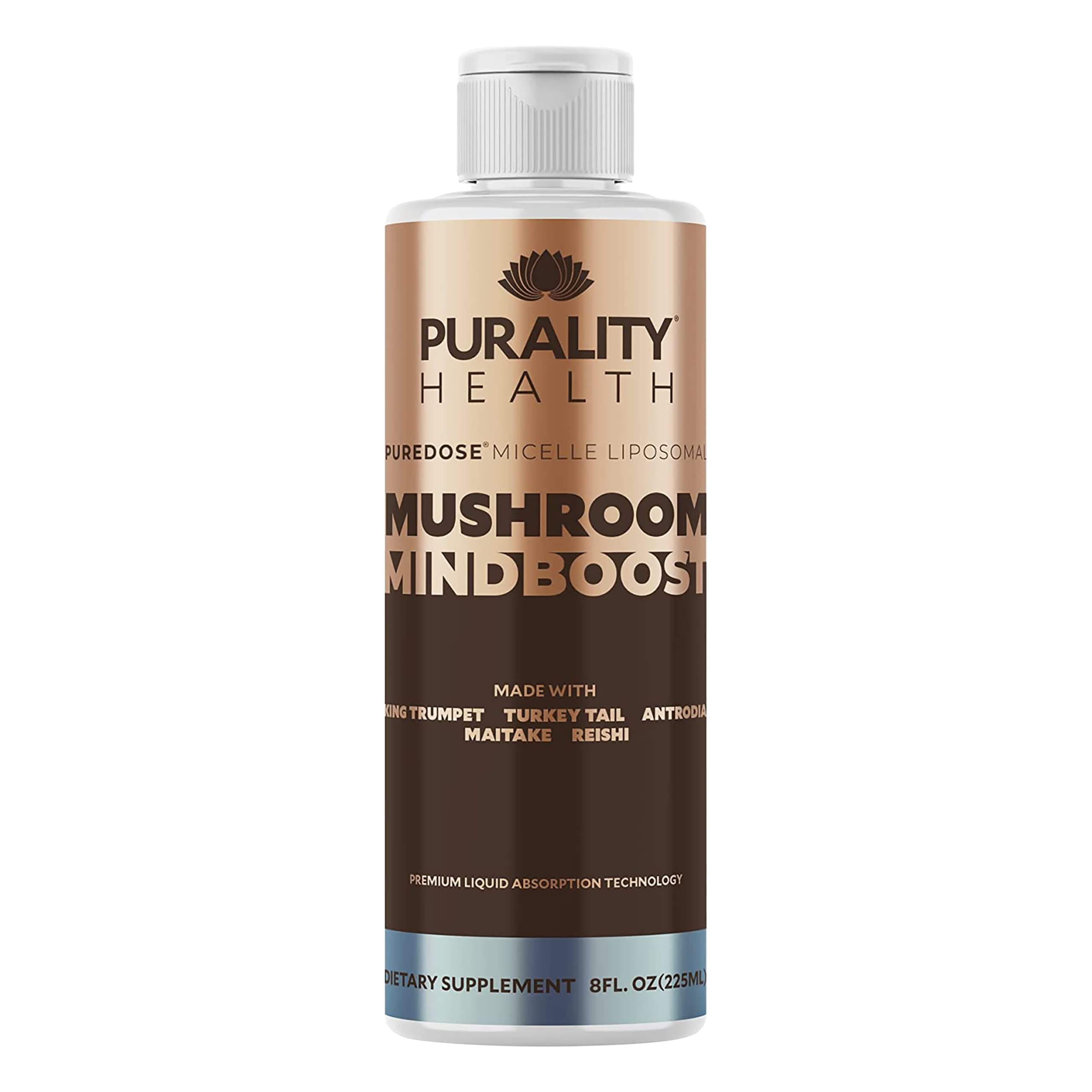 Purality Health Mushroom Mindboost bottle with chocolate flavor for daily focus