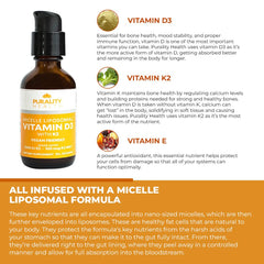 Purality Health Vitamin D3 with K2 liquid pump-dispense demonstrates easy daily dosing.