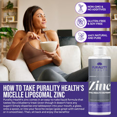 Purality Health zinc drops in a glass during morning routine
