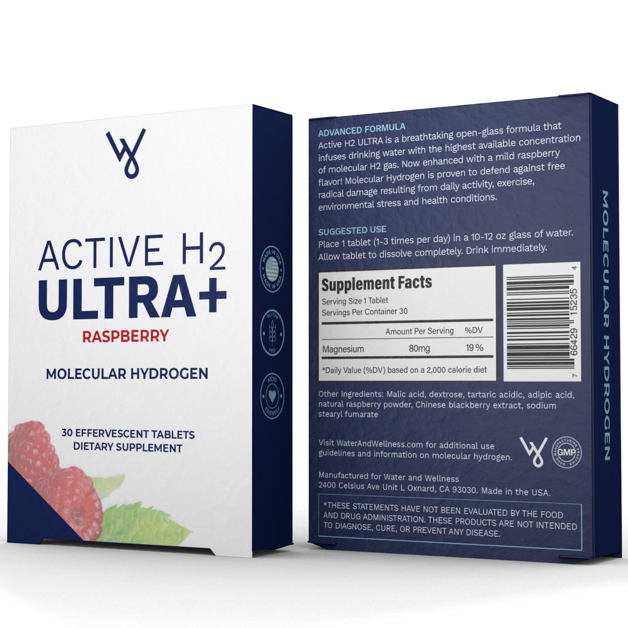 Purative Active H2 Ultra+ water glass with tablet mid-dissolve for quick hydration.