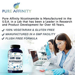 Bottle pour of Pure Affinity Nicotinamide 500 mg for daily use