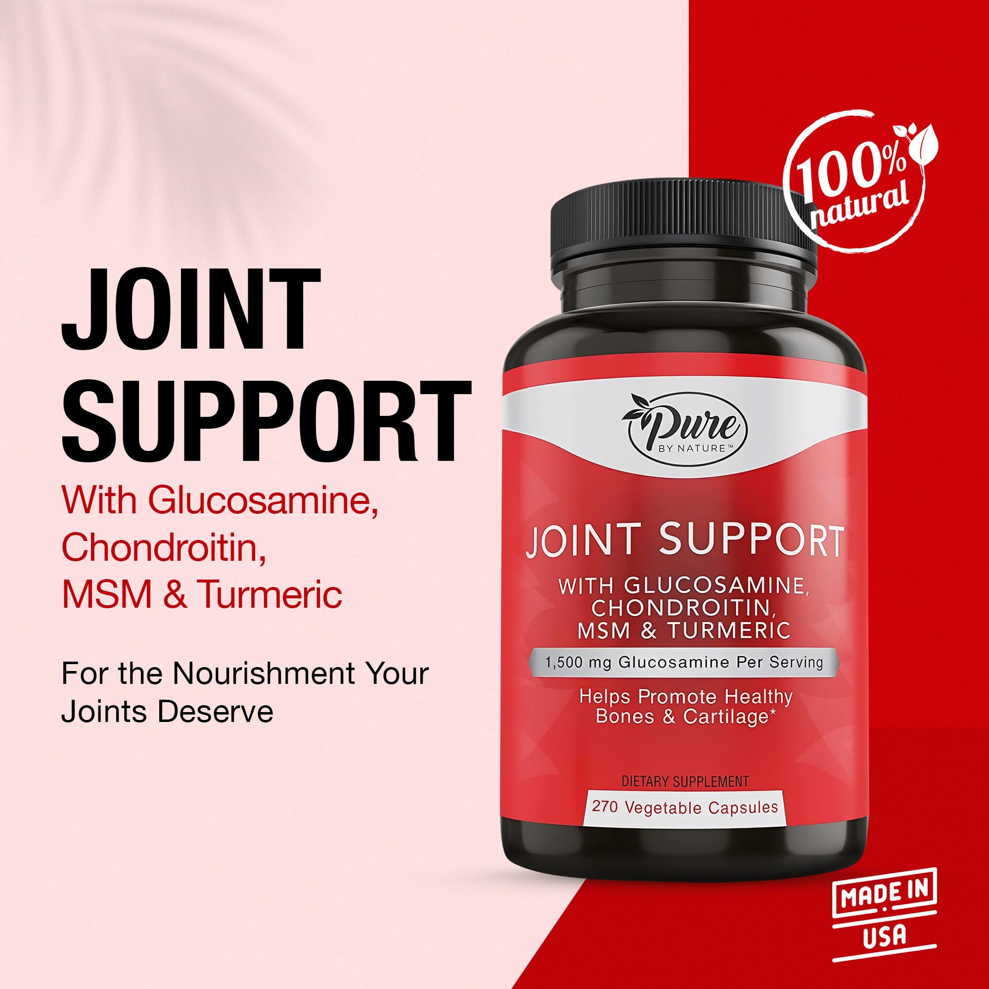 Pure By Nature joint support capsules close-up highlighting mobility benefits