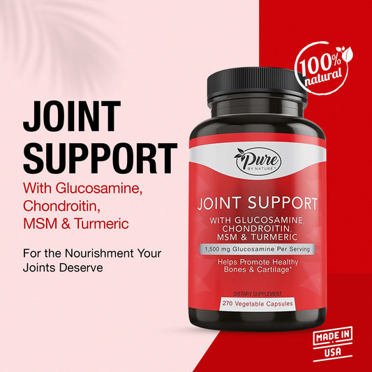 Pure By Nature joint support capsules close-up highlighting mobility benefits