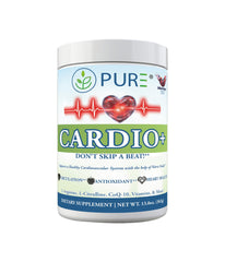 PURE Cardio+ bottle label emphasizes trusted cardiovascular support.
