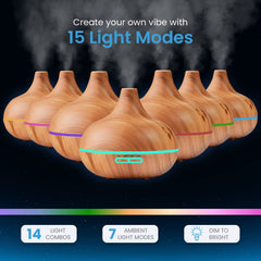 Pure Daily Care diffuser LED ring with color options for mood lighting.