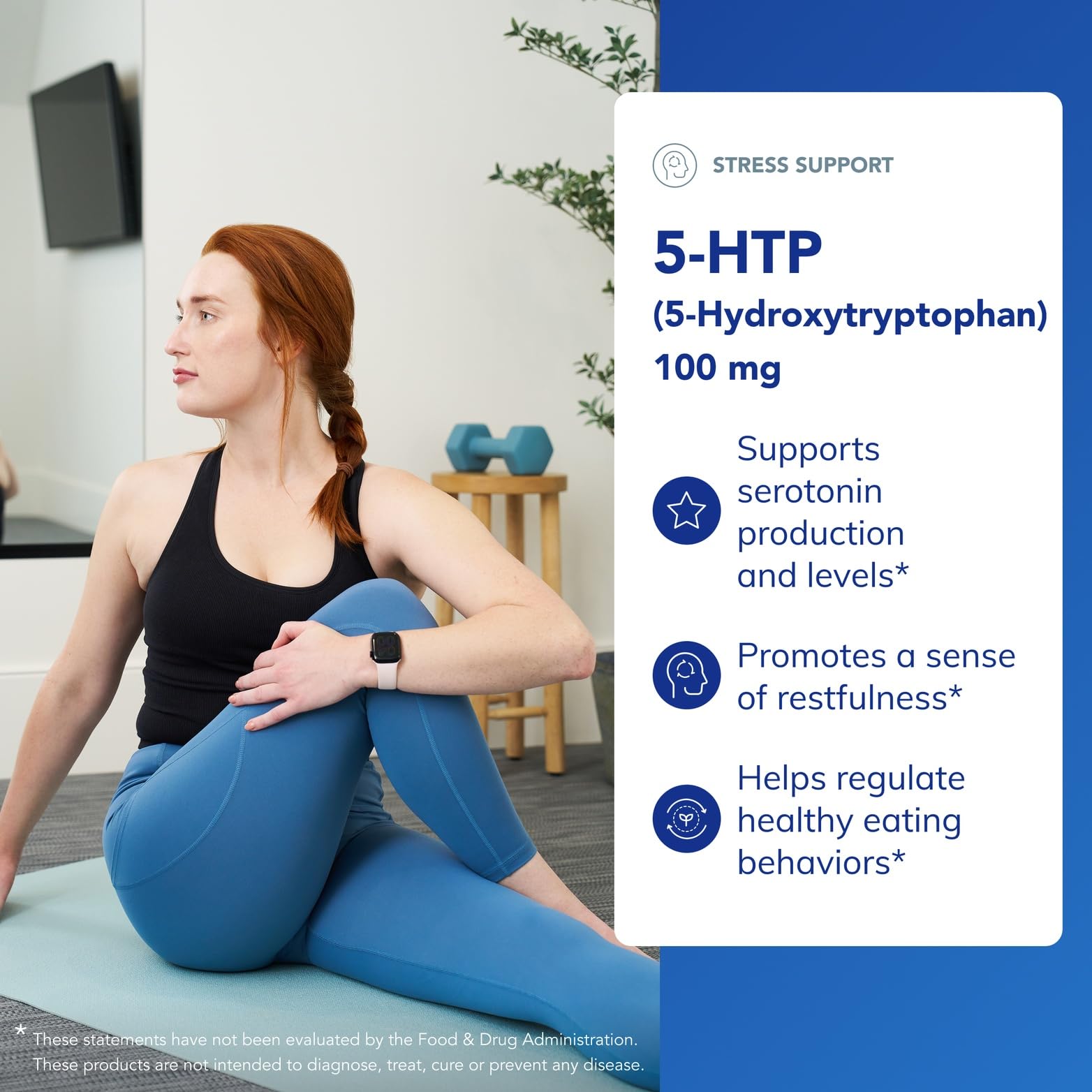 Pure Encapsulations 5-HTP bottle back label with ingredients and allergen info.