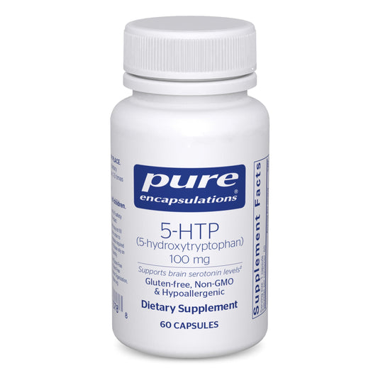 Pure Encapsulations 5-HTP bottle front view for mood support and sleep.