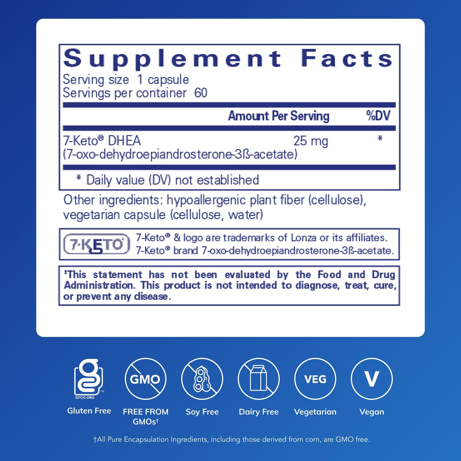 Closeup of Pure Encapsulations 7-Keto DHEA capsules for convenient daily intake