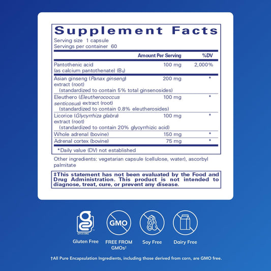 Pure Encapsulations ADR Formula capsules closeup demonstrates easy-to-swallow design for everyday use