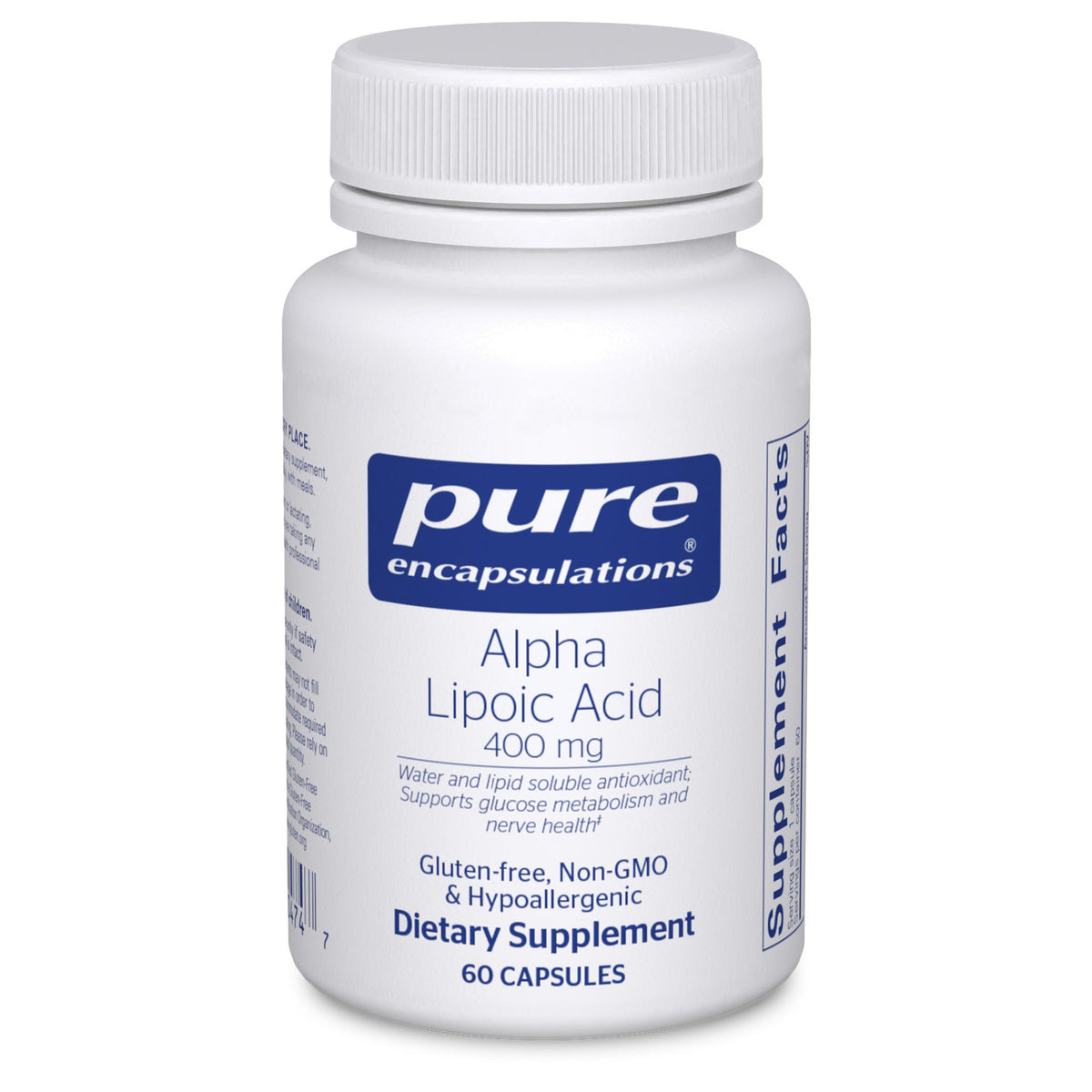Pure Encapsulations Alpha Lipoic Acid bottle shown for daily energy support.