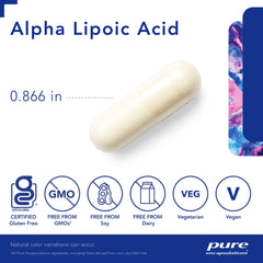 Pure Encapsulations Alpha Lipoic Acid label detail highlights clean ingredients.