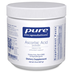 Pure Encapsulations Ascorbic Acid Powder bottle for daily vitamin C support.