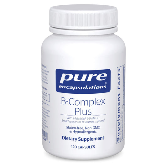 Pure Encapsulations B-Complex Plus bottle front view for energy and nervous system support