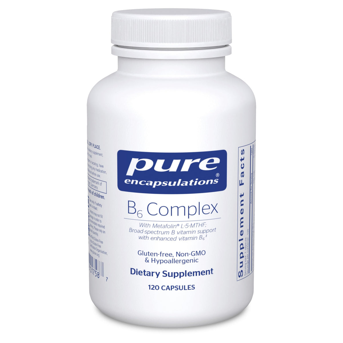 Pure Encapsulations B6 Complex bottle; supports nervous system and brain health