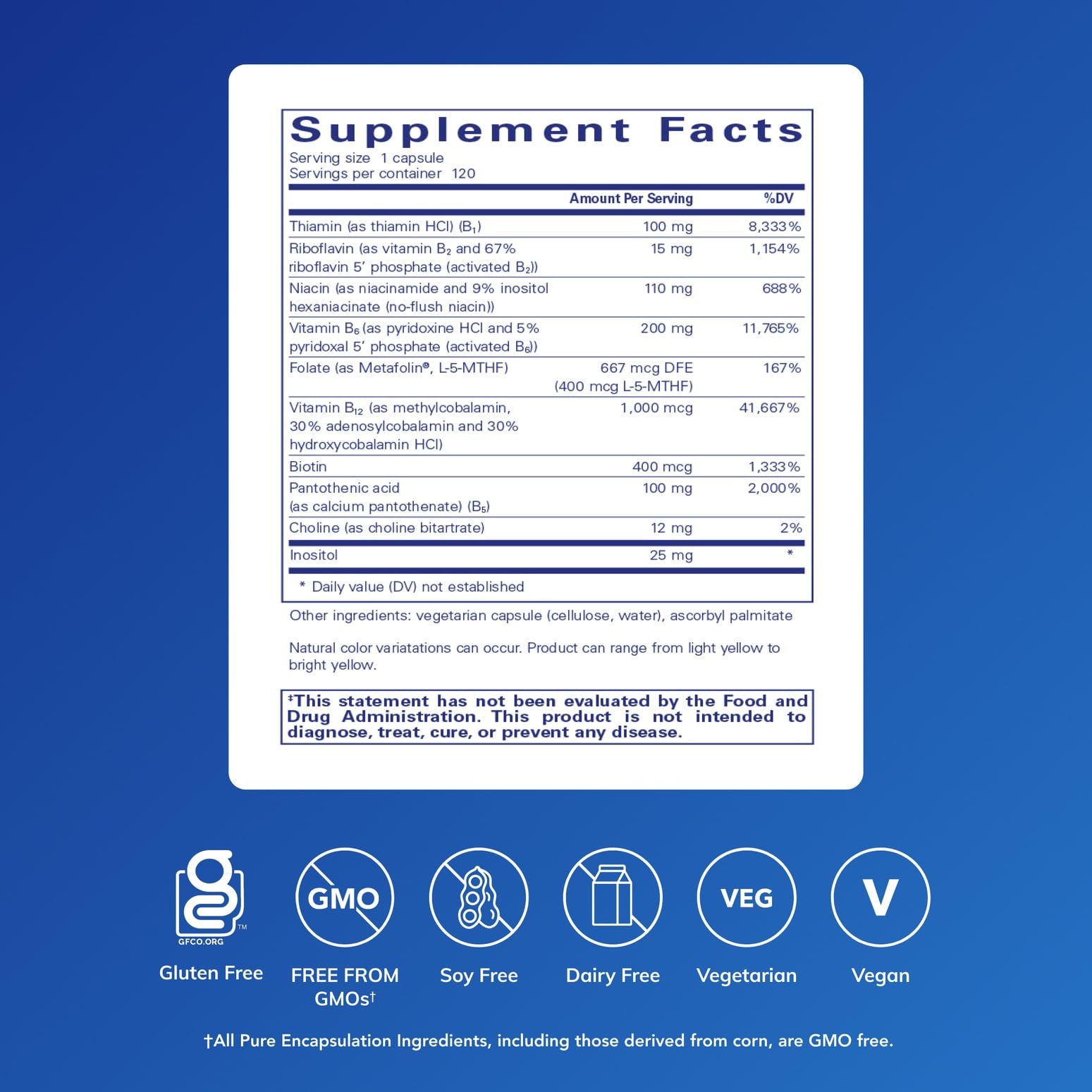 Pure Encapsulations B6 Complex capsules; convenient daily supplement for essential vitamins